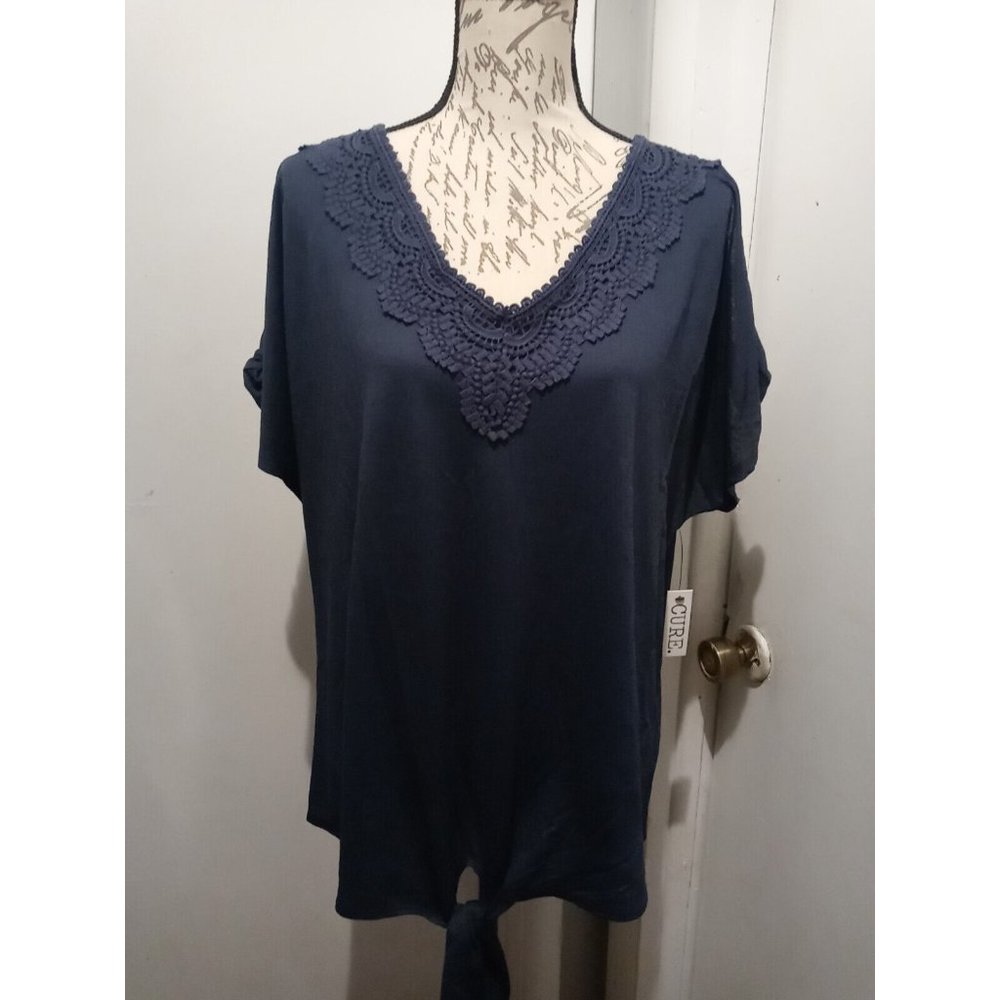 Cure Top for women large size 2XL Color Smoky Blue open sleeves